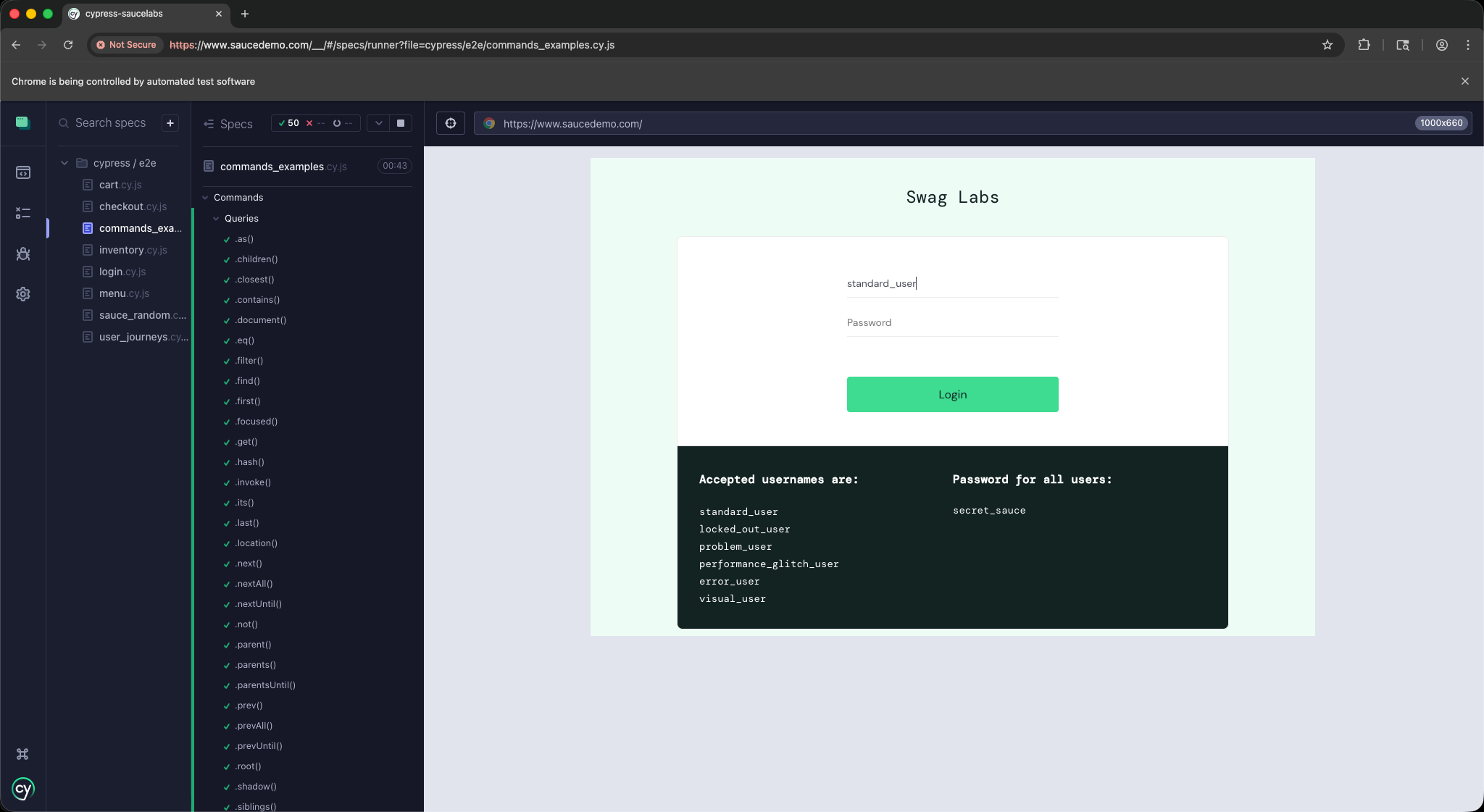Cypress Commands Example