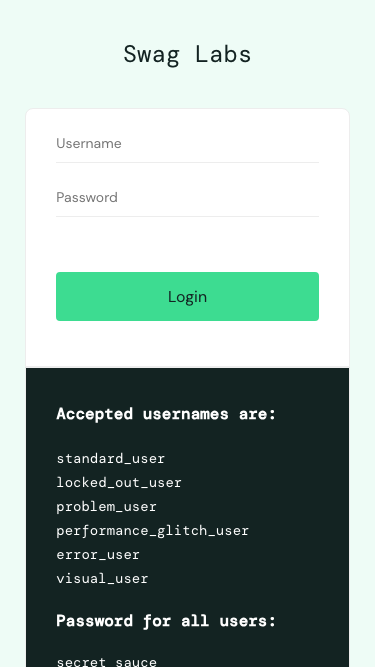 Mobile viewport login visual snapshot